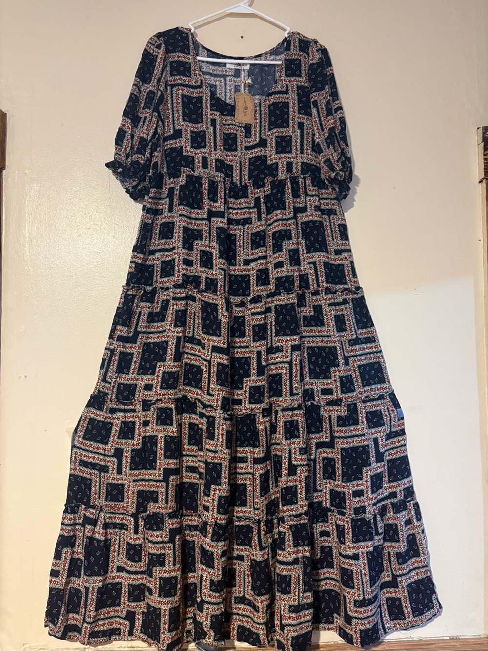 NATURAL LIFE Blue Puff Sleeve Maxi Dress